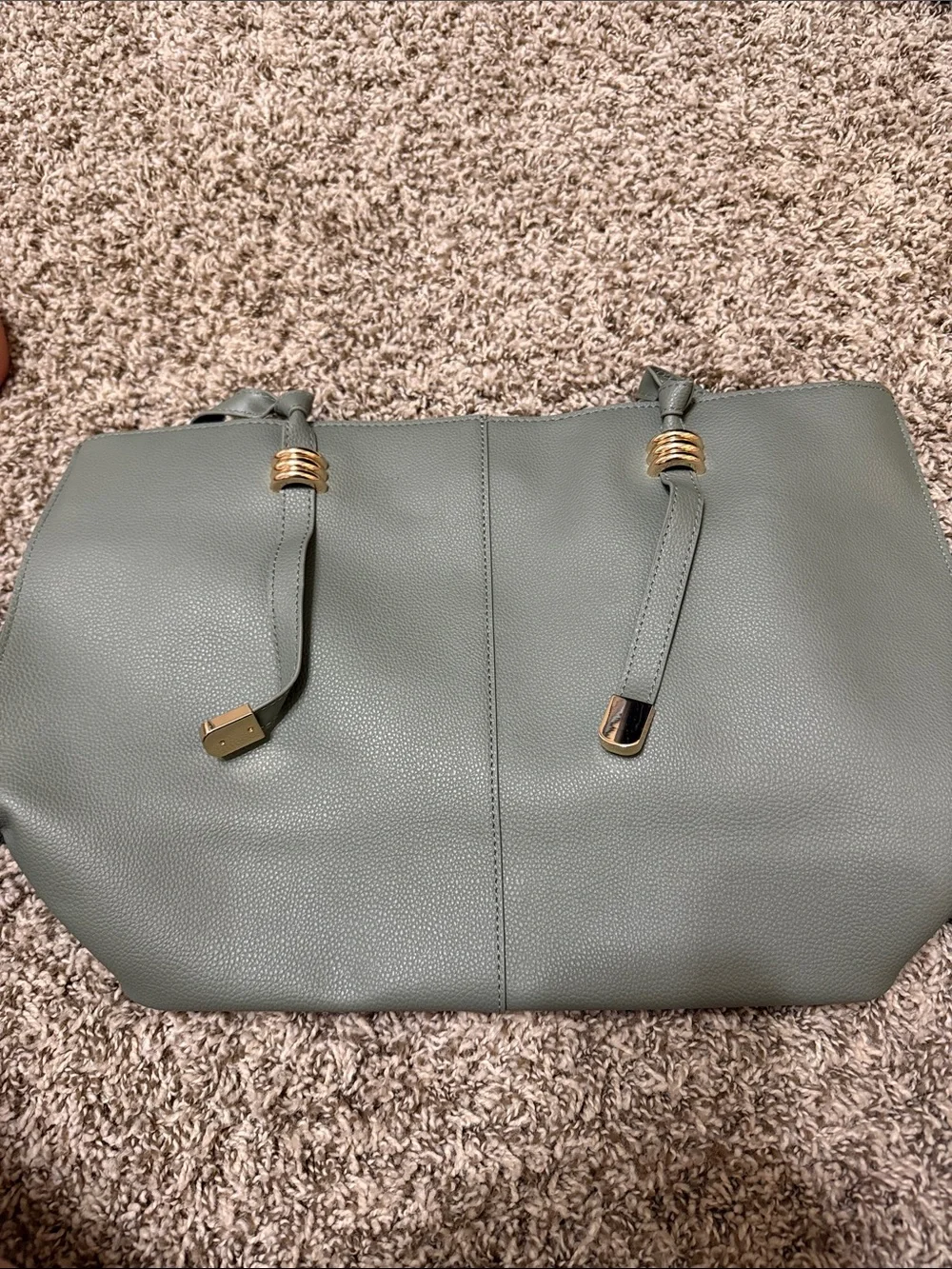 Anne Klein Sage Green Pebble Tote with Matching Pouch